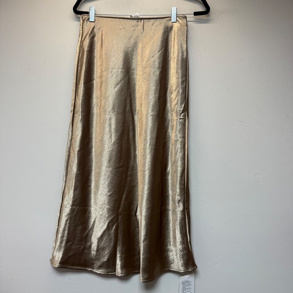 Lululemon Dresses & Skirts - Lululemon Satin Midi Skirt Women Medium Gold‎ NEW High Rise Metallic LW8AD9S